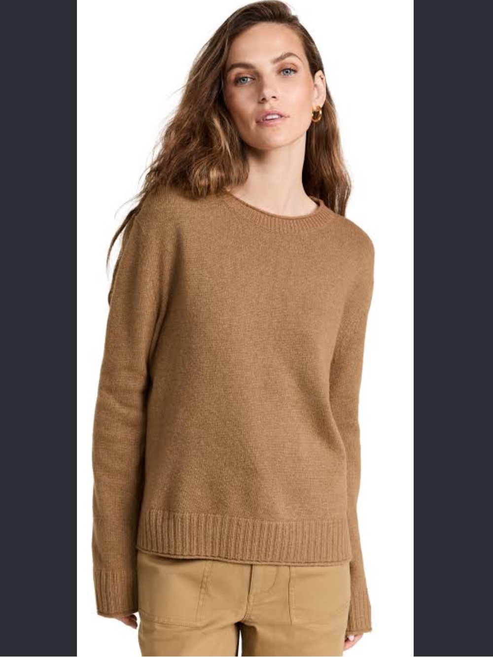 Jenni Kayne Everyday Sweater Rolled Hems Camel Tan Small Wool Cashmere Slouchy